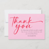 Berry Sweet Strawberry Red Pink Baby Dusche Dankeskarte (Vorderseite)