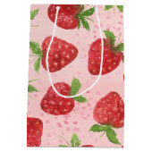 Berry Sweet Strawberry Red Pink Baby Dusche Mittlere Geschenktüte (Rückseite)