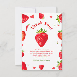 Berry Sweet Strawberry Spring Frucht Babydusche Dankeskarte