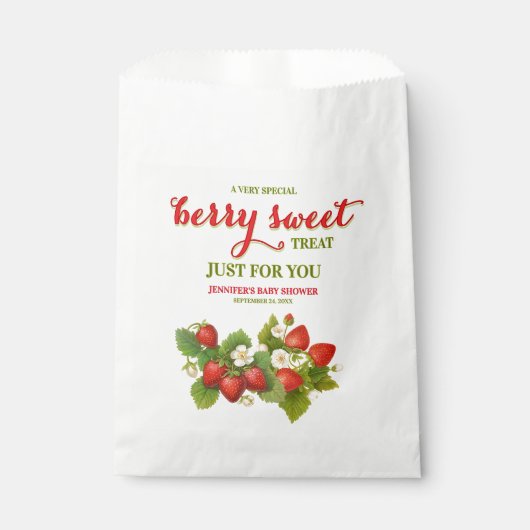 Berry Sweet Strawberry Thema Babydusche Geschenktütchen (Vorderseite)