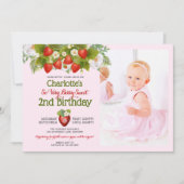 Berry Sweet Strawberry Thema Mädchen Geburtstag Einladung (Vorderseite)