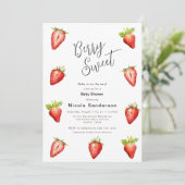 Berry Sweet Strawberry's Baby Shower Einladung (Stehend Vorderseite)