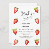 Berry Sweet Strawberry's Baby Shower Einladung (Vorne/Hinten)