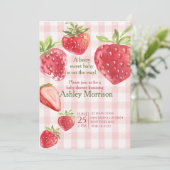 Berry Sweet Strbeere Babydusche Einladung (Stehend Vorderseite)