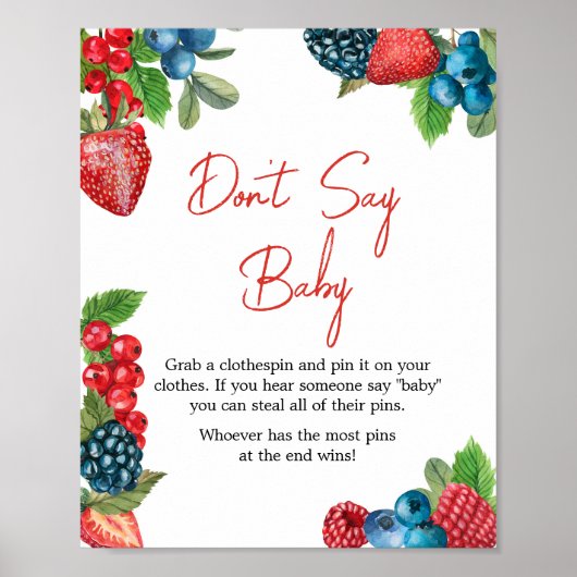 Berry Sweet Summer Baby Dusche Say Baby nicht Poster (Vorne)