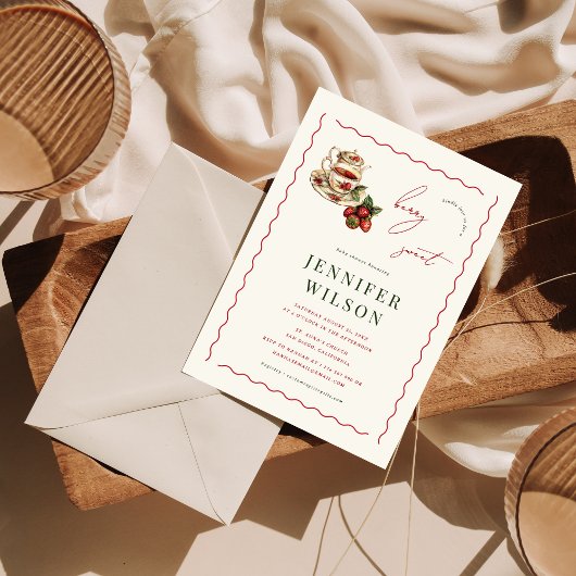 Berry Sweet Tea Party Strawberry Babydusche Einladung