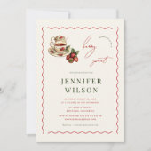 Berry Sweet Tea Party Strawberry Babydusche Einladung (Vorderseite)