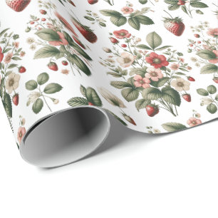 Berry Sweet überall über Erdbeeren und Blumenmuste Geschenkpapier