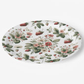 Berry Sweet überall über Erdbeeren und Blumenmuste Pappteller (Schrägansicht)