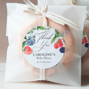 Berry Sweet Watercolor Berry Baby Shower Gefallen Runder Aufkleber