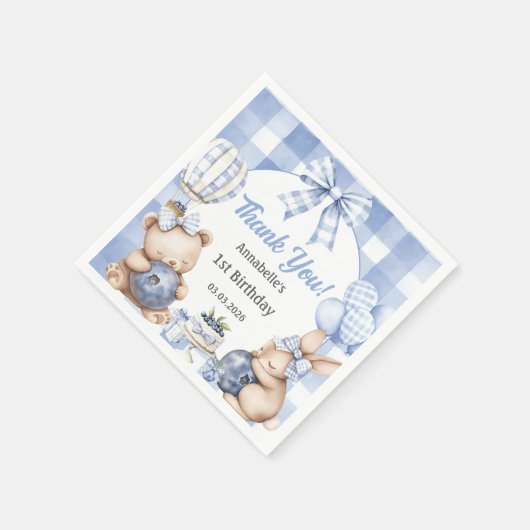 Berry Sweet Watercolor Blueberry Birthday Party Serviette (Ecke)