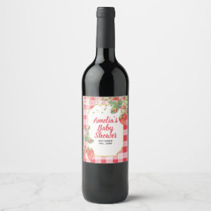 Berry Sweet Watercolor Erdbeere Baby Shower Weinetikett