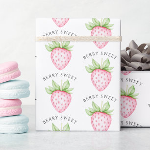 Berry Sweet Watercolor Erdbeermädchen Baby Shower Geschenkpapier