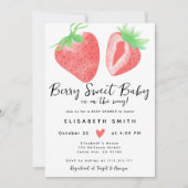 Berry Sweet Watercolor Pink Baby Shower Girl Einladung (Vorderseite)