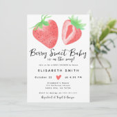Berry Sweet Watercolor Pink Baby Shower Girl Einladung (Stehend Vorderseite)
