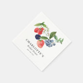 Berry Sweet Watercolor Red Blue Brautparty Serviette (Ecke)