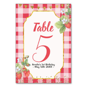 Berry Sweet Watercolor Strawberry 1. Geburtstag Tischnummer