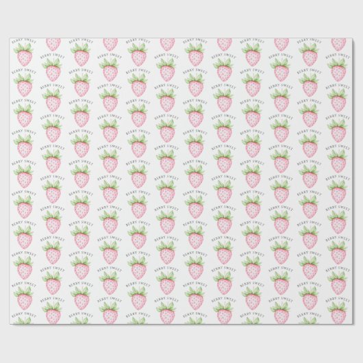 Berry Sweet Watercolor Strawberry Girl Babydusche Geschenkpapier (Flach)