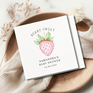 Berry Sweet Watercolor Strawberry Girl Babydusche Serviette