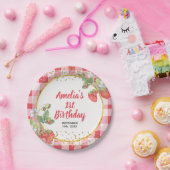 Berry Sweet Watercolor Strawberry Sweet one Pappteller (Party)