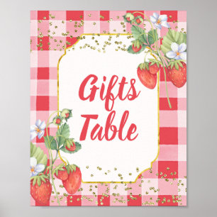 Berry Sweet Watercolor Strawberry - Tafelschild Poster