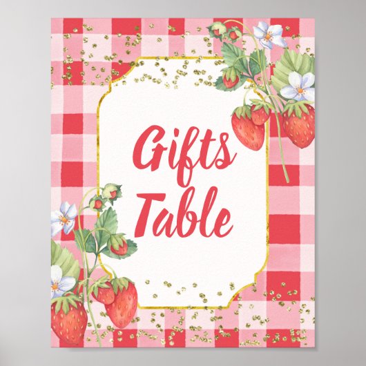 Berry Sweet Watercolor Strawberry - Tafelschild Poster (Vorne)