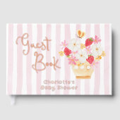 Berry Sweet Whimsical Stripes Babydusche Gästebuch (Vorderseite)