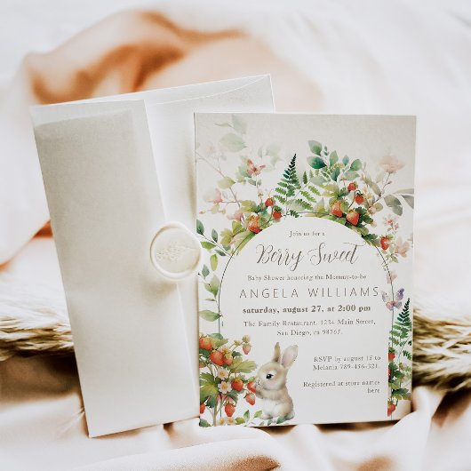 Berry Sweet Woodland Baby Shower Strawberry Einladung