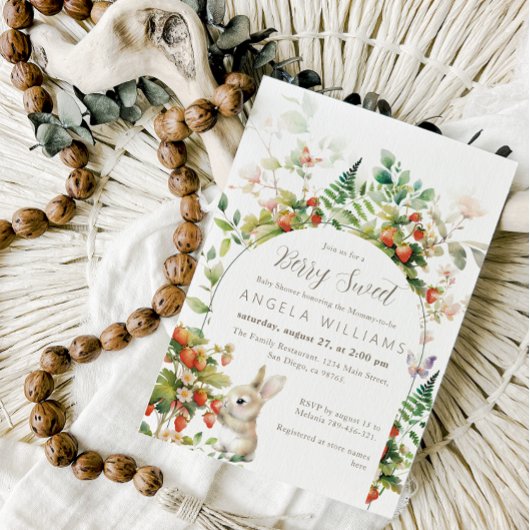 Berry Sweet Woodland Baby Shower Strawberry Einladung