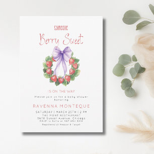 Berry Sweet Wreath Erdbeer-Schleife Baby Shower  Einladung