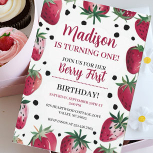 Berry Themed Editable 1st Birthday Einladung - Cu