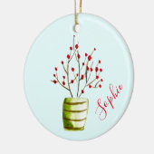 Berry tree watercolor Weihnachtsname Keramik Ornament (Links)
