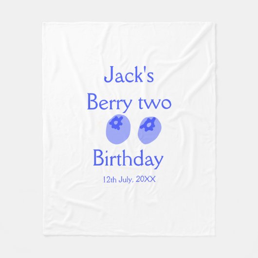 Berry two birthday blue berry add name date kids r fleecedecke (Vorderseite)