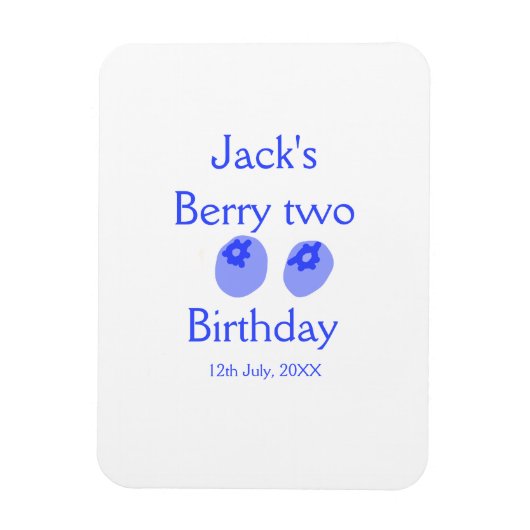 Berry two birthday blue berry add name date kids r magnet (Vertikal)