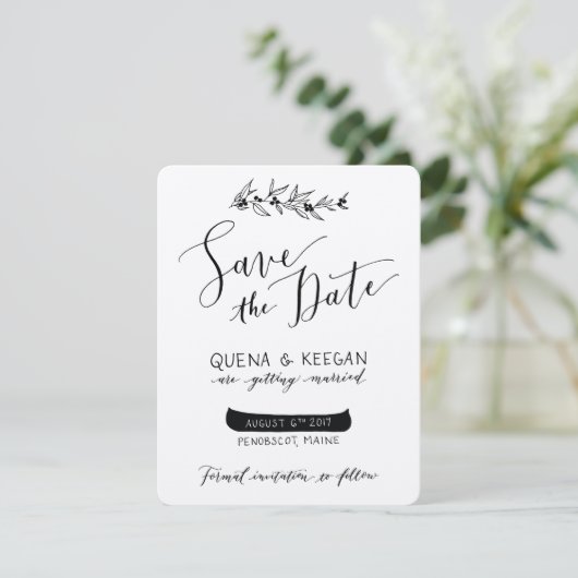 Berry und Canoe Save the Date - Quena und Keegan (Stehend Vorderseite)