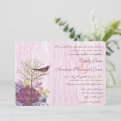 Berry Vintag Bird Leaf WoodGrain Wedding Einladung (Stehend Vorderseite)