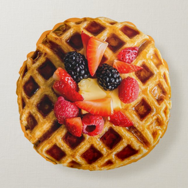 Berry Waffle Round-Throw-Kissen Rundes Kissen (Vorderseite)