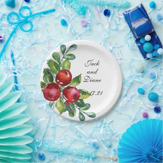 Berry Watercolor Stems Pappteller (Party)