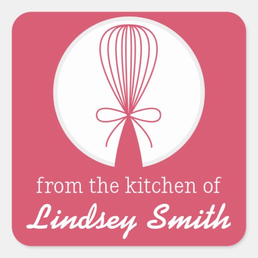 Berry Whisk Silhouette Kitchen Labels Quadratischer Aufkleber (Vorderseite)
