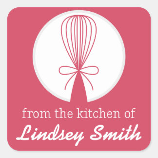 Berry Whisk Silhouette Kitchen Labels Quadratischer Aufkleber