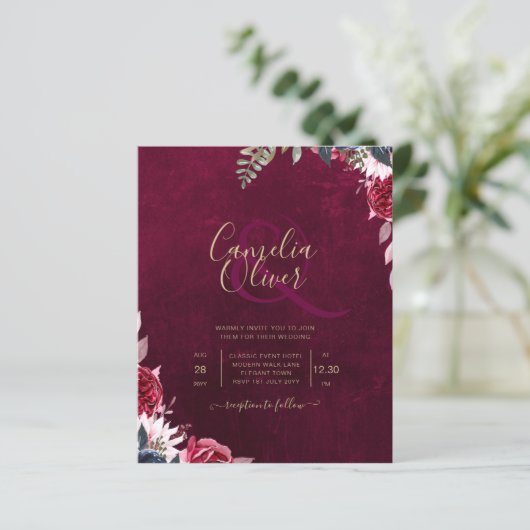 Berry Wine Floral Wedding (Stehend Vorderseite)