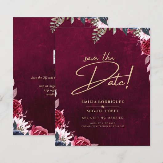 Berry Wine Floral Wedding (Vorne/Hinten)