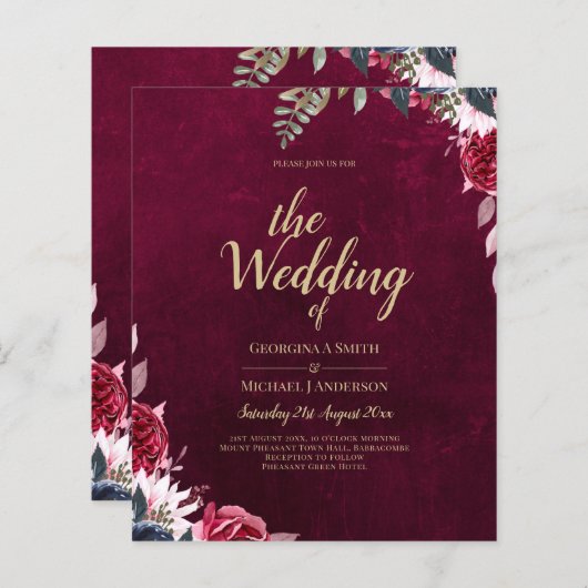 Berry Wine Floral Wedding (Vorne/Hinten)