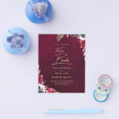 Berry Wine Floral Wedding Flyer (Einzeln)