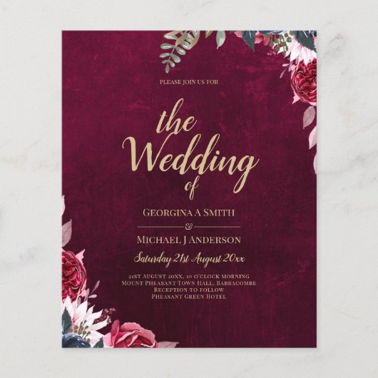 Berry Wine Floral Wedding Flyer (Vorne)