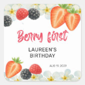 Berry wird 1. Geburtstag Quadratischer Aufkleber (Vorderseite)