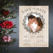 Berry Wreath and Stripes Foto | Beige Save The Date