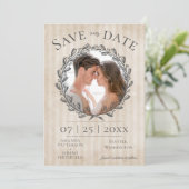Berry Wreath and Stripes Foto | Beige Save The Date (Stehend Vorderseite)