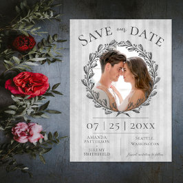 Berry Wreath and Stripes Foto | Grau Save The Date