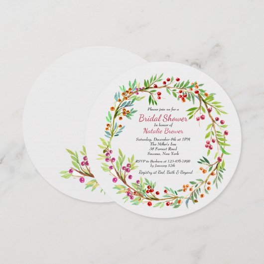 Berry Wreath Einladung (Vorne/Hinten)